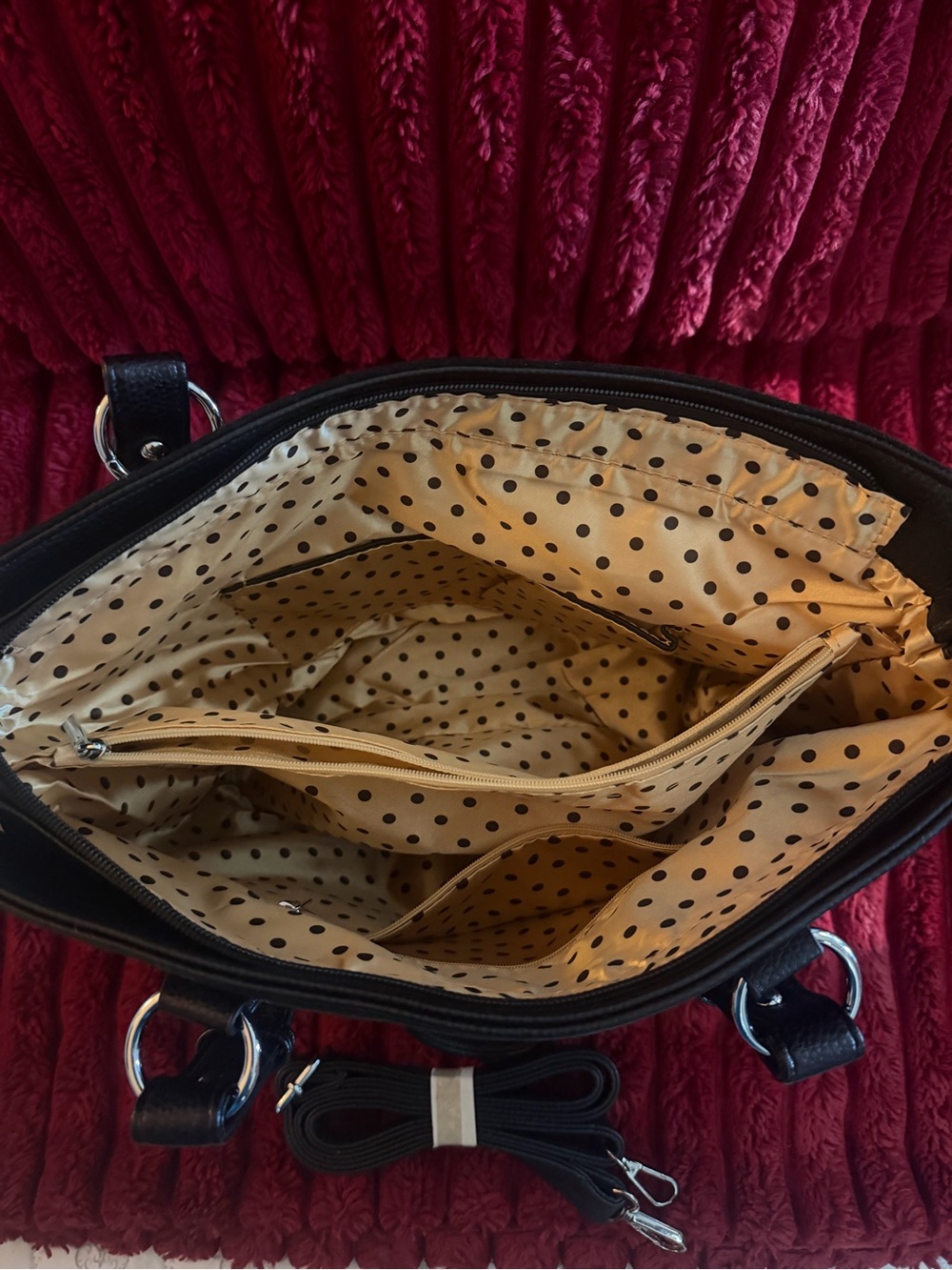 Black Studded Tote with Crystal Lattice Detail - Picture 2 of 3